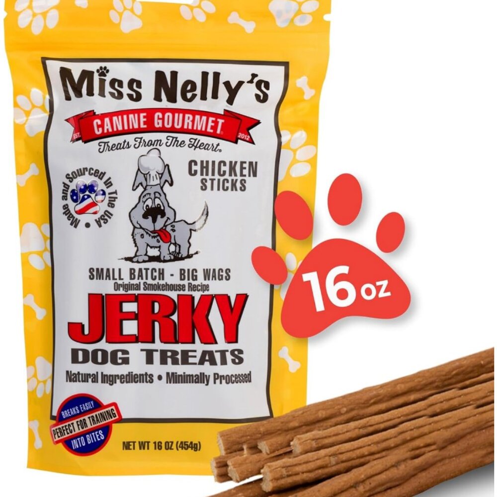 Miss Nelly's - Chicken Jerky Dog Treats - Soft Sticks - USA Made and Sourced
